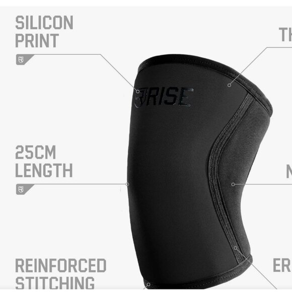 RISE Knee Sleeves (25cm) Size Small 7MM - Black, New in Sealed Packing! - Picture 3 of 7